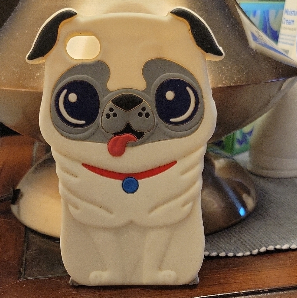 Cute Pug Dog Phone Case - Cream and Black For Ipod 4th Gen & Other-See Size Pics